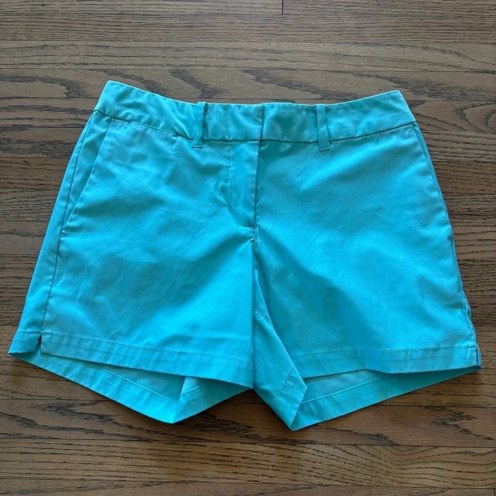 Nike Golf Womens Turquoise Blue Dri-Fit Flat Front Shorts Size 4